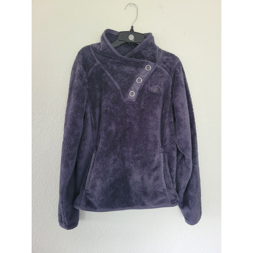 The North Face Osito Blue Fleece Asymmetric Snap Neck Pullover Womens Medium #23